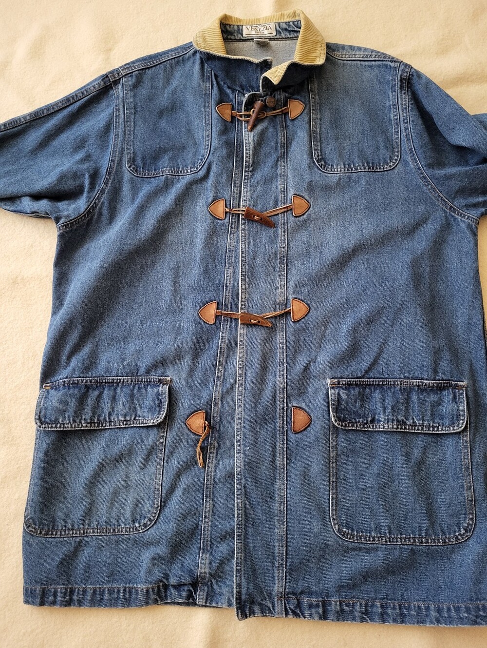 Vintage Long Denim Chore Coat Women's Size 22/24 Cotton Hong Kong - Picture 10 of 14